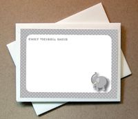 Personalized Elephant Note Cards (40 Non-foldover Cards and Blank Envelopes)