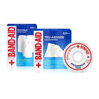 BAND-AID Mirasorb Gauze Sponges 50 ea & Band-Aid Rolled Gauze, Minor Wound Care 5 ea & Band-Aid Waterproof Tape to Secure Bandages 1 ea
