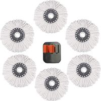 CleGuard 6Pcs Spin Mop Heads with a Stainless Steel Mop Clip, Anti-Abrasive Microfibers Replacement Mop Heads,Easy Wring and Easy Cleaning Mop Head.