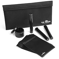 Top Class Ventures Smell Proof Bag with Accessories – 11"x6” Smellproof Pouch, Grinder, 5 Resealable Bags, and 3 J-Tubes – Odorless Storage Case – Waterproof Airtight No Odor Container – Black