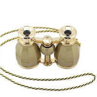 OPO Opera Glasses Theater Horse Racing Glasses Binocular Telescope Chain Necklace (Gold with Gold Trim) 4X30