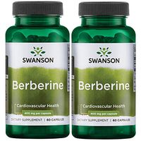 Swanson Berberine HCl Blood Sugar Metabolism Glucose Cholesterol Cardiovascular Support Supplement 400 mg 60 Capsules (2 Pack)