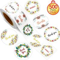 500 Pieces Thank You Stickers Floral Circle Labels 5 Design, 1.5 Inch Boho Round Thank Decal for Gratitude Cards Notes Packing Wedding Party Decoration