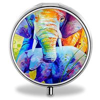 Elephant Pill Case, Round Stainless Drug Organizer Container Medicine Cover for Pocket Daily&Weekly