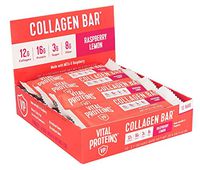 Collagen Protein Bars with MCTs - Vital Proteins Collagen Bars - 16-17g of Protein, 6-8g of Fiber, 4g of Sugar or Less Per Bar (Raspberry Lemon)
