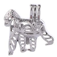 10pcs Squirrel Silver Plated Pearl Cages Beads Hollow Locket Pendants for Jewelry Making - Oyster Pearls, Essential Oil Diffuser Charms，Fun Gifts. (Orangutan)