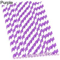 Paper Straw Straws Drinking Straw Striped Food Grade Paper Straw Style for Party Table Wedding Anniversary Home Include 25 Pcs - Purple qsbai