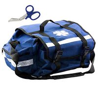 First Aid Responder EMS Emergency Medical Trauma Bag + Matching EMT Shear (Blue)