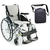 Karman S-Ergo 115 Ultra Lightweight Ergonomic Wheelchair | Seat Size 18" X 17" | Swing Away Footrest | Quick Rrelease Wheels in Silver & Free Black Front Zip Medical Utility Bag!