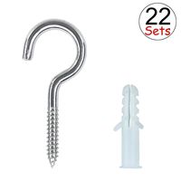 TERMATH 7/8 x 2 Inch Stainless Steel Eye Screw/Self-Tapping Screws/Hanging Hooks/Ceiling Hooks/Cup Hooks (22PCS)