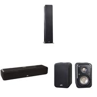 Polk Audio Signature Series 5 Channel Home Theater System | Two (2) S50 Tower Speakers, One (1) S35 Center Channel, Two (2) S10 Bookshelf Speakers | PowerPort Technology
