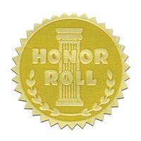 Self-Adhesive 1 3/4" Gold Foil Stamped Certificate Seals - Honor Roll - 216 Total!