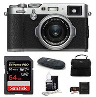 FUJIFILM X100F Digital Camera (Silver) Bundle Includes: 64GB Extreme PRO SDXC Memory Card + Camera Bag + More