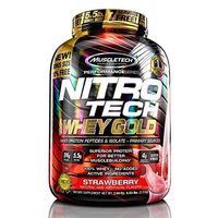 MuscleTech NitroTech Whey Gold, 100% Whey Protein Powder, Whey Isolate and Whey Peptides, Strawberry, 88.48 Ounce