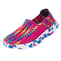 Women Casual Sneakers, Neartime Women Woven Flats Breathable Shallow Mouth Lazy Slip Resistant Comfort Shoes (US:6.5, Hot Pink)