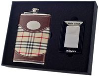 Visol"Henry" Flask and Zippo Lighter Gift Set, 8-Ounce