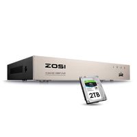 ZOSI 8CH 4-in-1 1080P Surveillance DVR Recorders Security System for HD-TVI, CVI, CVBS, AHD 960H/720P/1080P CCTV Cameras, Motion Detection, Remote Viewing with 2TB Hard Drive