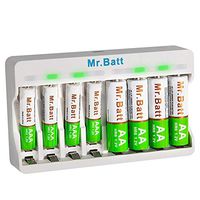 AAA Battery Charger, Mr.Batt Rechargeable Battery Charger with Rechargeable AA Batteries (4 Pack) and Rechargeable AAA Batteries (4 Pack)