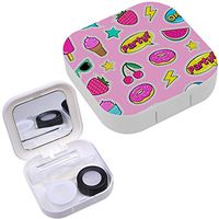 Portable Contact Lens Case Box Travel Kit Mirror + Bottle + Tweezers Container Holder [ Summer Colorful ]