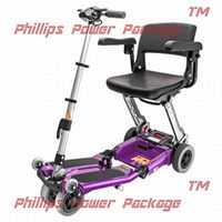 Free Rider USA - Luggie Elite - Compact Lightweight Foldable Scooter - 4-Wheel - Purple - Phillips Power Package TM - to $500 Value