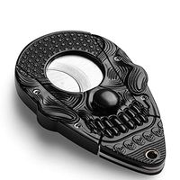 OLT- Smoking set Portable Cigar Cutter Stainless Steel Double Blade Guillotine Scissors for Most Size of Cigars - Bone Emboss (Color : Black)