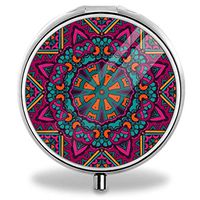 Pill Box Organizer Holder - Weekly Medicine Organizer- Medication Vitamin Container (Ethnic Tribal)