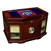 Large Premium Desktop Humidor - Glass Top -US Army 82nd Airborne Division, Combat Service ID Badge