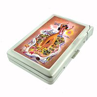 Perfection In Style Metal Cigarette Case with Built in Lighter Vintage Hawaiian Art Design 007