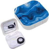 Portable Contact Lens Case Box Travel Kit Mirror + Bottle + Tweezers Container Holder [ Agate Surface Cut Mineral ]