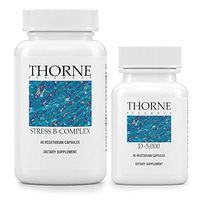 Thorne Research Stress B-Complex and Vitamin D 5000 Bundle - Vitamin B Complex and Vitamin D3 Supplement (5,000 IU) - 60 Veggie Caps Each Bottle (1 Bottle of Each)