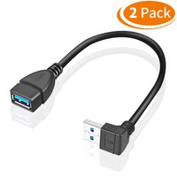 URWOOW 2 Pack SuperSpeed USB 3.0 Angle Male to Female Extension Cable 6 Inch Convertor Adapter Extender Cord Up Angle and Down Angle one Each