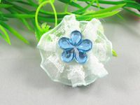70pcs Organza Circular Flower Rhinestones Appliques Craft DIY U Pick (Blue)