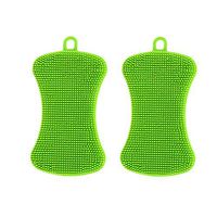Clean Brush,2Pcs Silicone Dish Washing Sponge Scrubber Kitchen Cleaning Antibacterial Tool 2PCS soap Type Silicone dishwashing Brush Silicone Brush Kitchen Cleaning Brush Green