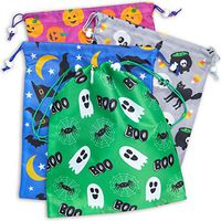 Blue Panda Halloween Party Favor Goody Treat Bags, Reusable with Drawstring (12 Pack)