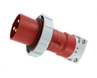 Leviton 330P7W 30 Amp, 480 Volt, Industrial Grade, North American-Rated Pin and Sleeve Plug, IP67, Watertight, Red