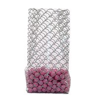 25ct. Silver"Cottage Scallops" 4x2x9" Medium Cello Cellophane Treat Food Snack Bags ngKE -1431