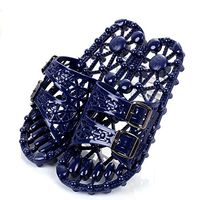 Massage Sandals Slippers Couple Non-Slip Hollow Reflexology Massage Foot Massage Slippers,Blue,S