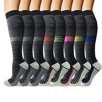 8 Pack Knee High Compression Socks For Men & Women-Best For Running,Athletic,Medical,Pregnancy and Travel -15-20mmHg (L/XL, 8 Pairs Multicoloured)