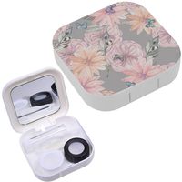 Portable Contact Lens Case Box Travel Kit Mirror + Bottle + Tweezers Container Holder [ Ethnic Watercolor ]