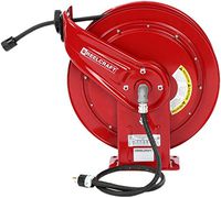 Reelcraft L 70100 123 3 Spring Retractable Cord Reel, 12 AWG/3 Conductors x 100', 15 AMP, Single Outlet, Cord Included