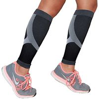 Compression Leg Sleeves – Calf Sleeves to Relieve Shin Splints, Shin Sleeve, Footless Compression Socks - Great for Running, Cycling, Traveling (Black-Grey, L/XL)