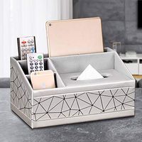 T-ZJHC Multi-Function Tissue Box Living Room Coffee Table Paper Remote Control Storage Box Creative Simple and Lovely, Simple Lines - Silver