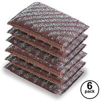 RTZAT Multi-Use Natural Fabric Non Scratch Kitchen Bathroom Heavy Duty Absorbent Resuable Cleaning Scrunge Scrub Dish Washing Sponge, 6 Pack, Brown