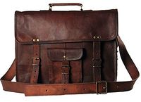 SSM import Messenger Bags for Men and Women Leather Laptop Briefcase Shoulder Satchel Crossbody Brown and Dark Brown Bag