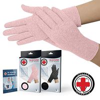 Doctor Developed Full Fingered Arthritis Compression Gloves (Pink) and Doctor Written Handbook - Soft with Mild Compression, for Arthritis, Raynauds Disease & Carpal Tunnel (Large)