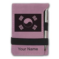 Mini Notepad, Flag of South Korea, Personalized Engraving Included (Pink)