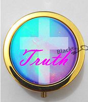 BlackKey Truth Beautiful Inspirational Word 3-Compartment Decorative Pocket Gift Box Case Organizer for Pill, Color 2 -1636