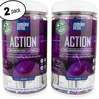 Amino VITAL Action – Fermented Vegan BCAAs Amino Acid Powder + Electrolytes in Single Serve Packets | Keto Friendly Supplement with Glutamine & Arginine | Grape | 2 Canister Bundle