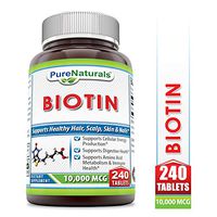 Pure Naturals Biotin 10000 mcg 240 Tablets (Non-GMO)- Supports Healthy Hair, Skin & Nails - Promotes Cell Rejuvenation and Energy Production. *