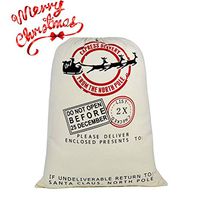 DIY Personalized Santa Sack Large Christmas Presents Sacks Bags with Drawstring 19"x27"+1 Red Satin Ribbon for Xmas Gift Decorations 3/4"x3 Yards